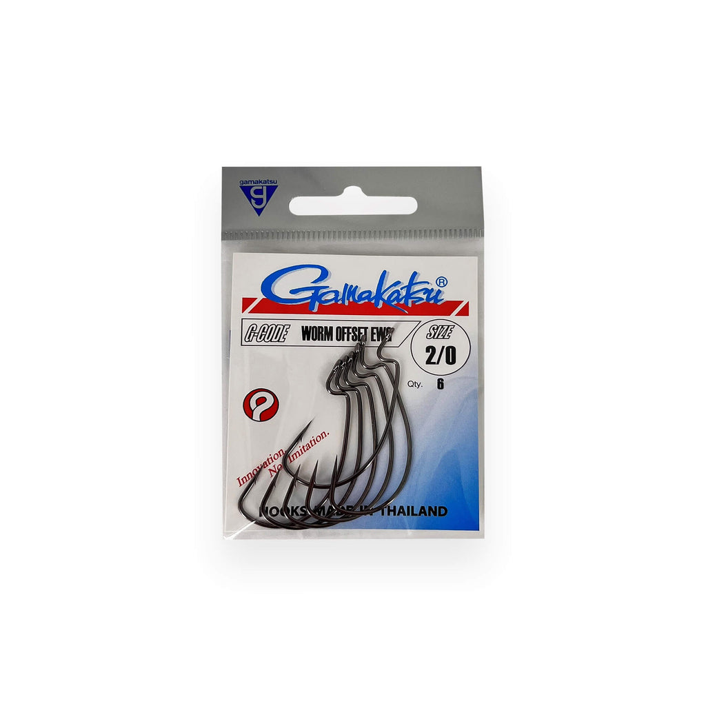 Gamakatsu Worm Offset EWG Hook in High Quality Carbon Steel, Size 1/0, NS  Black, 6-Pack 