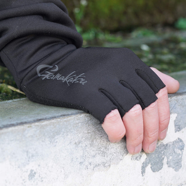 Gamakatsu Fishing Gloves 3 Cut Fingers Ergo Grip Glove GM7295 Black x Gold  Japan